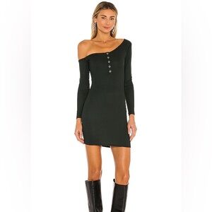 Lovers + Friends Dani Mini Dress Long Sleeves, Off Shoulder, Dark Green Size M